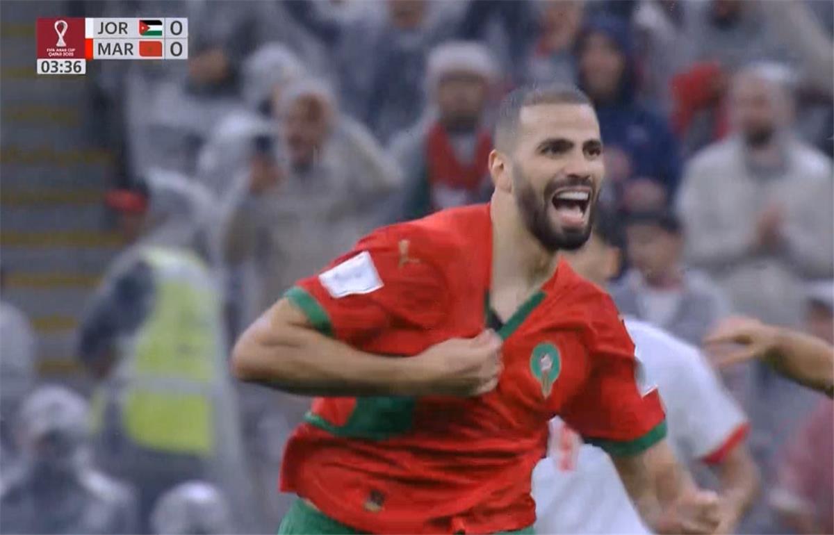 من قبل منتصف الملعب.. فيديو | أسامة طنان يسجل هدف المغرب الأول أمام الأردن في نهائي كأس العرب