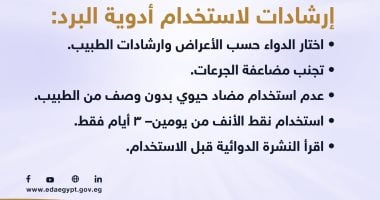 هيئة الدواء توجه رسائل مهمة حول استخدامات أدوية البرد .. تفاصيل