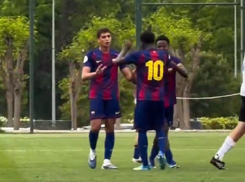 هدف حمزة عبد الكريم الثالث في مباراة برشلونة ومونت كارلو بالدوري الإسباني للشباب