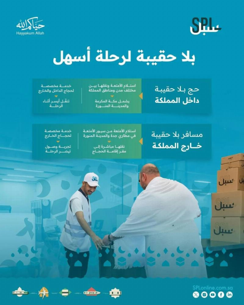 سبل” تعزز تجربة ضيوف الرحمن الإيمانية عبر خدمتي “حج بلا حقيبة” و”مسافر بلا حقيبة