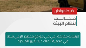 “الأمن البيئي” يضبط مخالفًا لارتكابه مخالفة رعي بمواقع محظورة بمحمية الملك عبدالعزيز