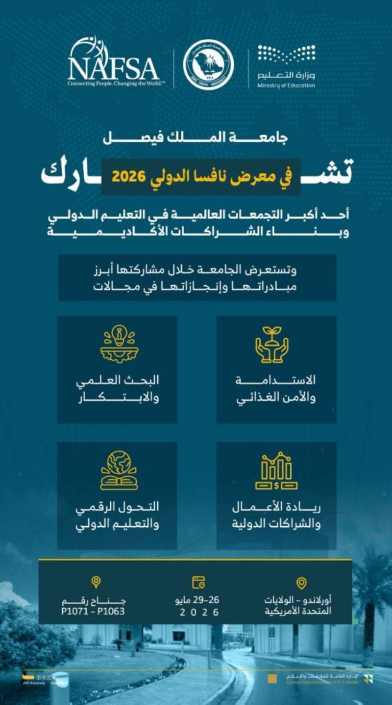 جامعة الفيصل تستعرض برامجها الأكاديمية في معرض “نافسا” بأورلاندو