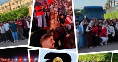 طلاب جامعة القاهرة والجامعة الأهلية يؤازرون الفراعنة من العاصمة الجديدة