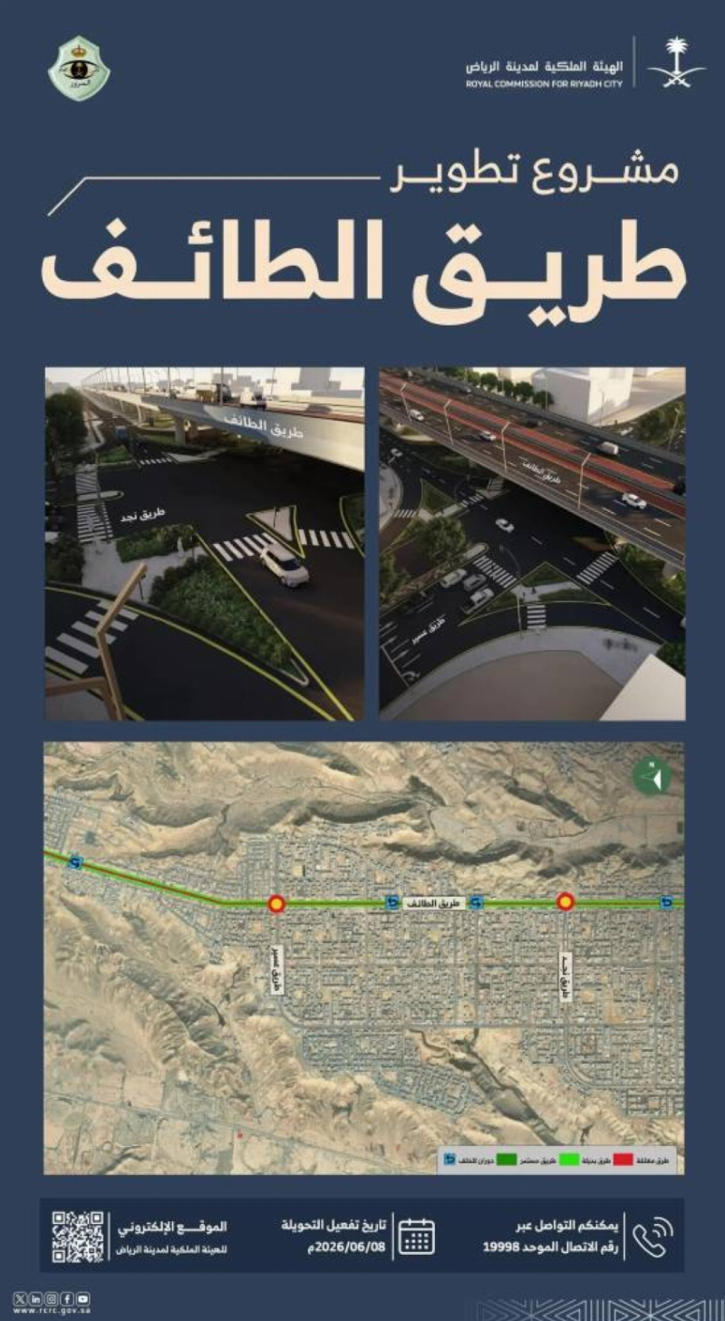 “ملكية الرياض” تبدأ تنفيذ جسرين ضمن مشروع تطوير طريق الطائف