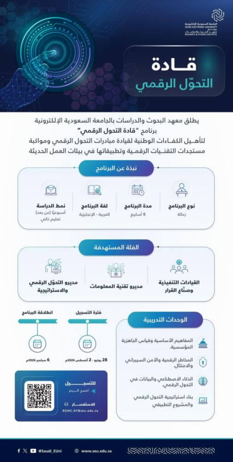 الجامعة الإلكترونية” تطلق “زمالة قادة التحول الرقمي