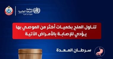 وزارة الصحة تحذر من الإفراط فى تناول الملح: يرفع خطر الإصابة بـ5 أمراض مزمنة