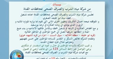 إعادة تشغيل محطة مياه أبو خليفة الصغرى بالإسماعيلية بعد انتهاء أعمال التطهير