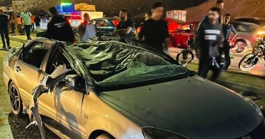 معاينة حادث تصادم 4 سيارات بمحور حسب الله الكفراوى فى المعادى.. صور