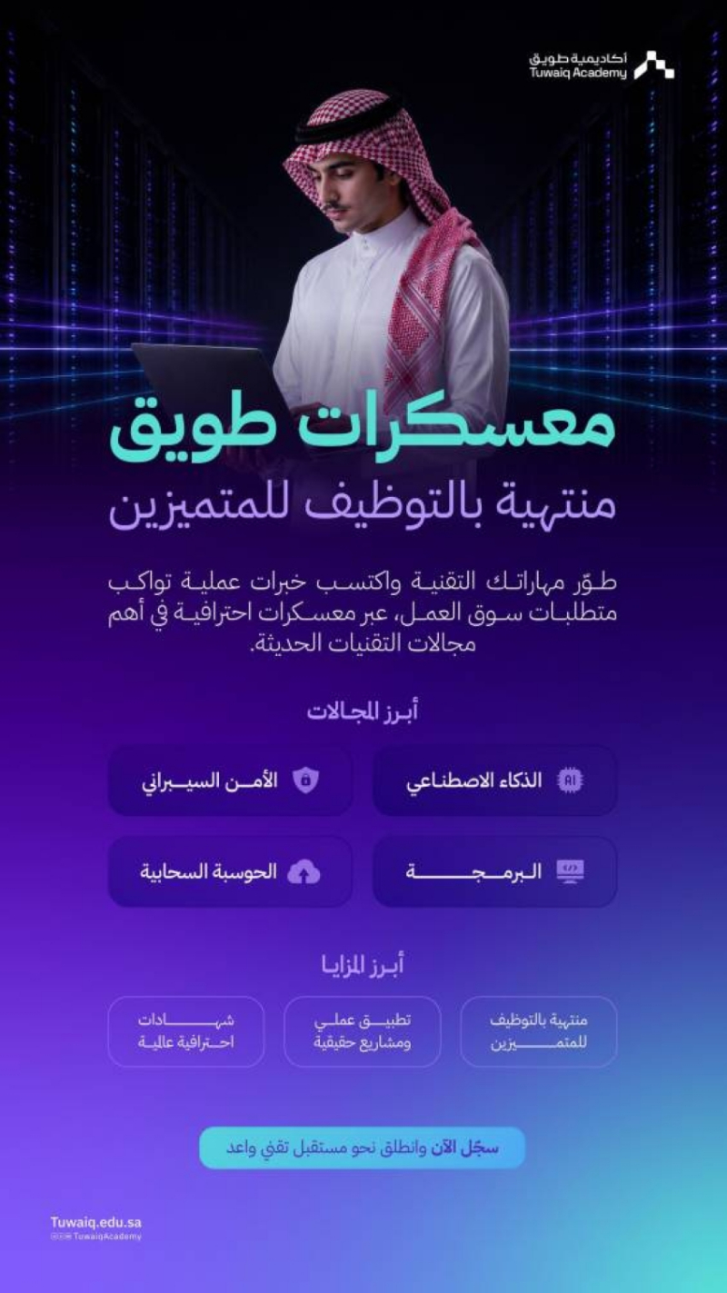 أكاديمية طويق تُطلق التسجيل في معسكراتها الاحترافية لشهر أغسطس