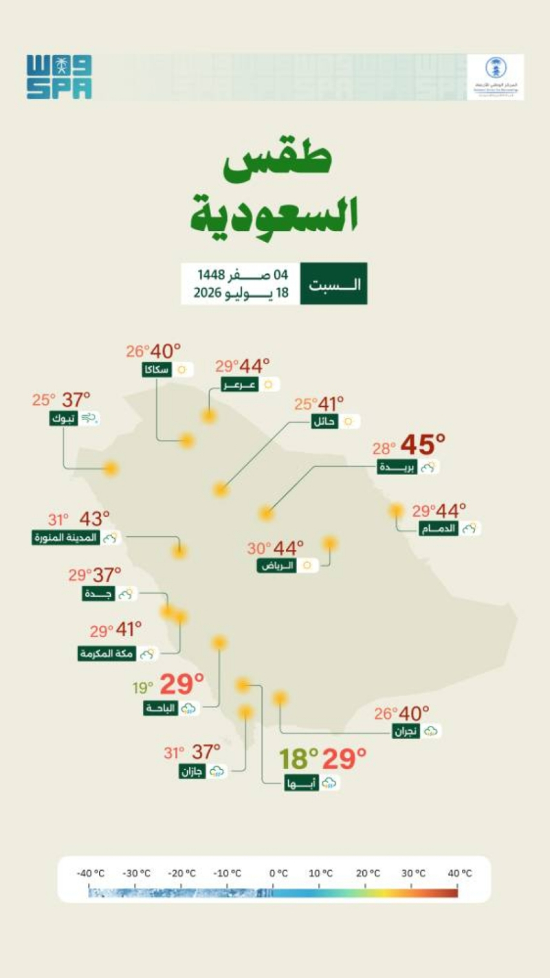 “الأرصاد”: أمطار رعدية على أجزاء من جازان وعسير والباحة ومكة والشرقية