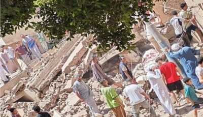 انهيار عقار مكون من 4 طوابق بحي غرب المنيا