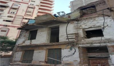 انهيار أجزاء من عقار بمنطقة امبروزو بوسط الإسكندرية 
