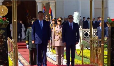 لقطات من استقبال الرئيس السيسي وقرينته للرئيس الصيني وقرينته بقصر الاتحادية