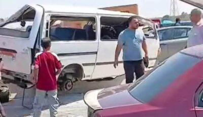 إصابة 10 أشخاص في انقلاب ميكروباص بطريق شبرا